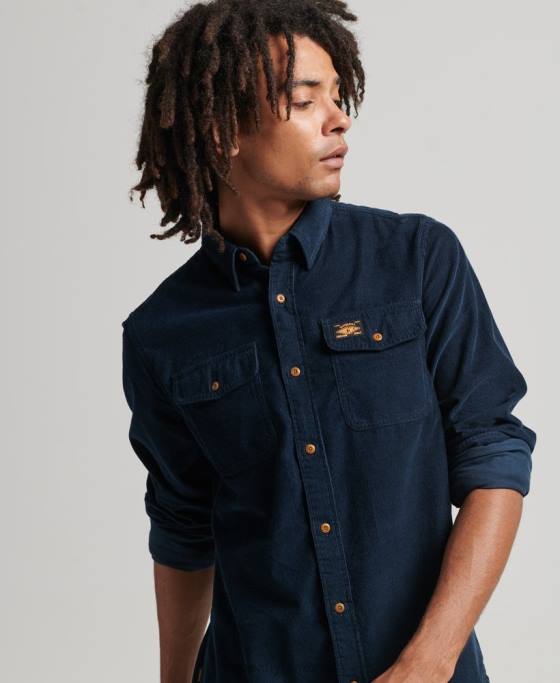 Superdry cămașă din șnur trailsman îmbrăcăminte marina bărbați JX0Z229