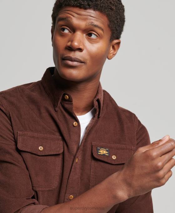Superdry cămașă din șnur trailsman îmbrăcăminte maro bărbați JX0Z224