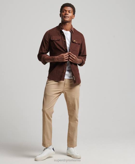 Superdry cămașă din șnur trailsman îmbrăcăminte maro bărbați JX0Z224