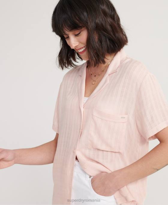 Superdry cămașă fleur resort îmbrăcăminte roz femei JX0Z3065