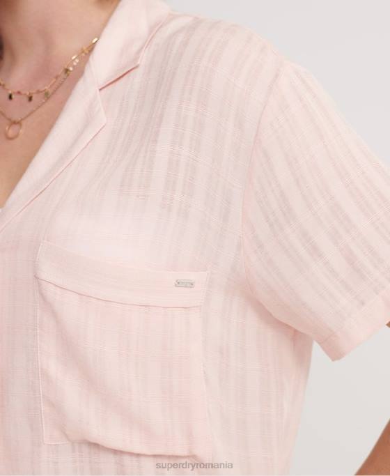 Superdry cămașă fleur resort îmbrăcăminte roz femei JX0Z3065