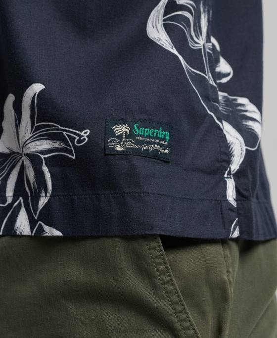 Superdry cămașă hawaiană cu mânecă scurtă îmbrăcăminte marina bărbați JX0Z83