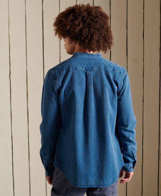 Superdry cămașă indigo henley workwear îmbrăcăminte albastru bărbați JX0Z213