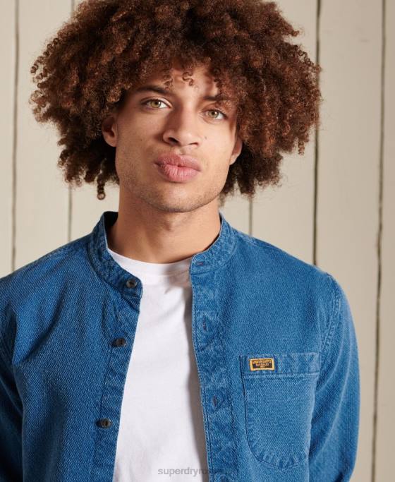 Superdry cămașă indigo henley workwear îmbrăcăminte albastru bărbați JX0Z213