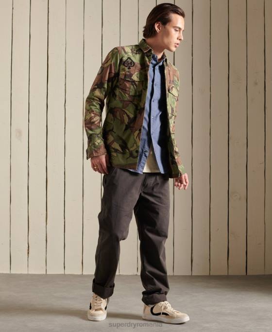 Superdry cămașă indigo henley workwear îmbrăcăminte albastru bărbați JX0Z223