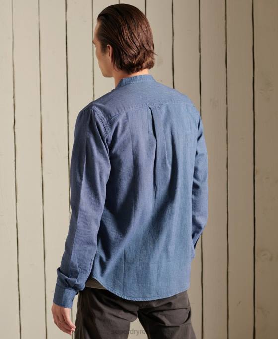 Superdry cămașă indigo henley workwear îmbrăcăminte albastru bărbați JX0Z223