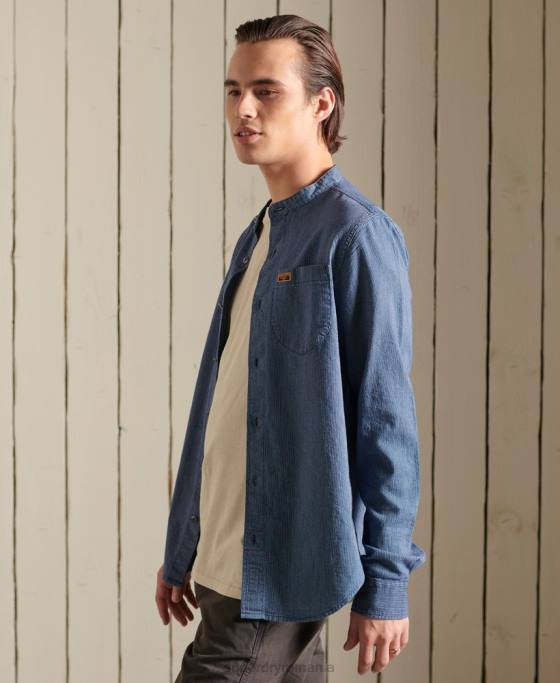 Superdry cămașă indigo henley workwear îmbrăcăminte albastru bărbați JX0Z223