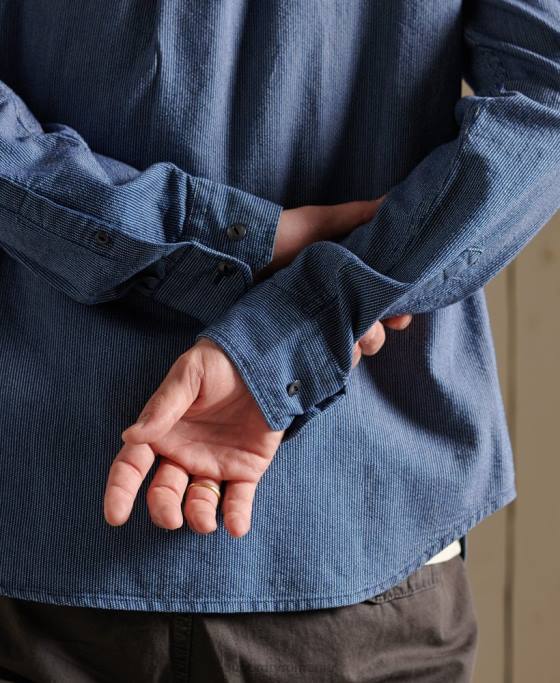 Superdry cămașă indigo henley workwear îmbrăcăminte albastru bărbați JX0Z223