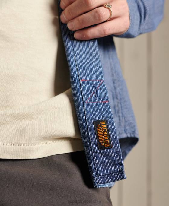 Superdry cămașă indigo henley workwear îmbrăcăminte albastru bărbați JX0Z223