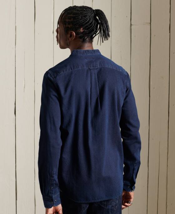 Superdry cămașă indigo henley workwear îmbrăcăminte albastru deschis bărbați JX0Z235