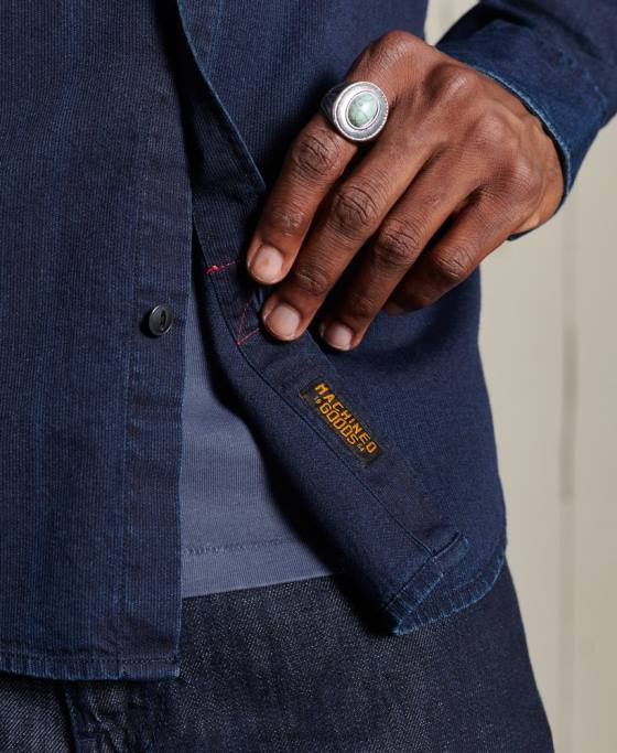 Superdry cămașă indigo henley workwear îmbrăcăminte albastru deschis bărbați JX0Z235