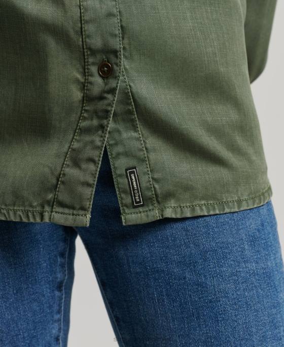 Superdry cămașă militară îmbrăcăminte verde femei JX0Z2884