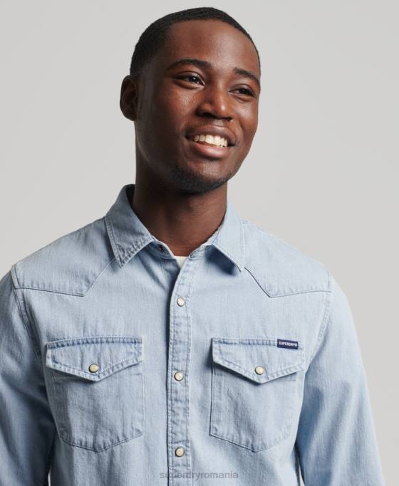 Superdry cămașă occidentală de epocă îmbrăcăminte albastru bărbați JX0Z218