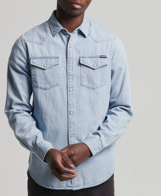 Superdry cămașă occidentală de epocă îmbrăcăminte albastru bărbați JX0Z218