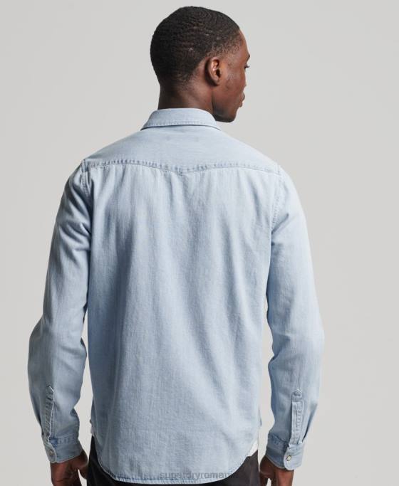 Superdry cămașă occidentală de epocă îmbrăcăminte albastru bărbați JX0Z218