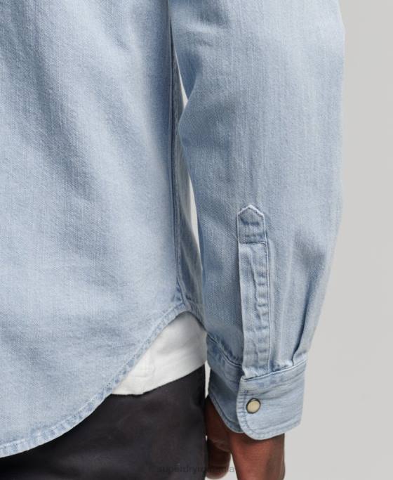 Superdry cămașă occidentală de epocă îmbrăcăminte albastru bărbați JX0Z218