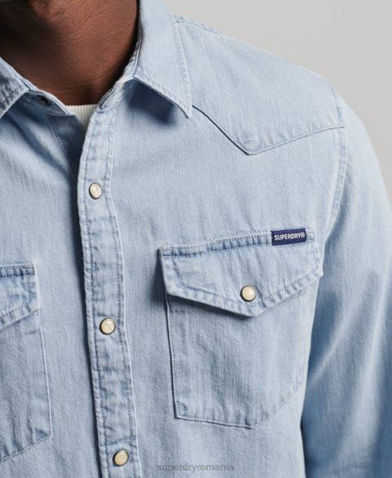 Superdry cămașă occidentală de epocă îmbrăcăminte albastru bărbați JX0Z218