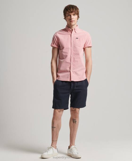 Superdry cămașă oxford cu mânecă scurtă îmbrăcăminte roșu bărbați JX0Z131