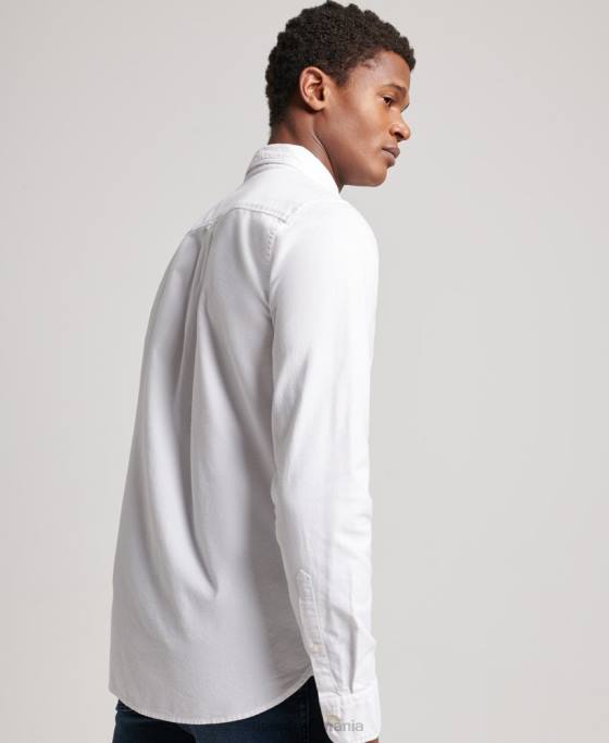 Superdry cămașă oxford spălată îmbrăcăminte alb bărbați JX0Z157