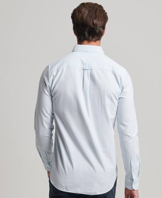 Superdry cămașă oxford spălată îmbrăcăminte albastru deschis bărbați JX0Z132