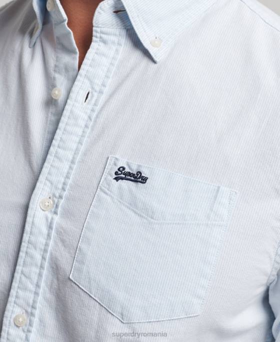 Superdry cămașă oxford spălată îmbrăcăminte albastru deschis bărbați JX0Z132