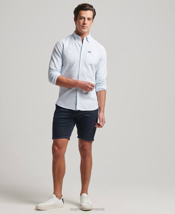 Superdry cămașă oxford spălată îmbrăcăminte albastru deschis bărbați JX0Z132