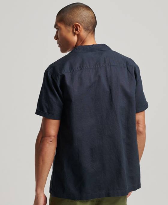 Superdry cămașă resort cu mânecă scurtă îmbrăcăminte marina bărbați JX0Z135