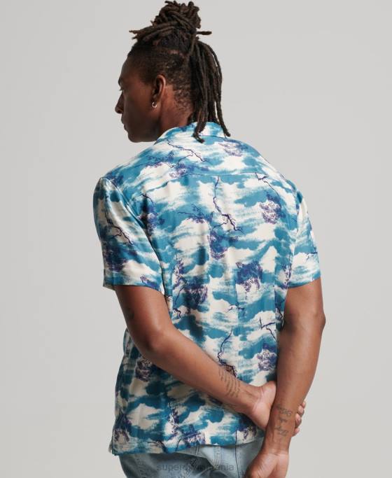 Superdry cămașă revere cu mânecă scurtă îmbrăcăminte marina bărbați JX0Z184