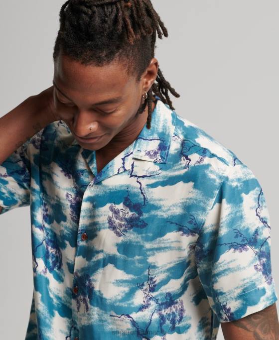 Superdry cămașă revere cu mânecă scurtă îmbrăcăminte marina bărbați JX0Z184