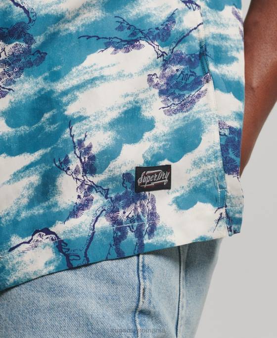 Superdry cămașă revere cu mânecă scurtă îmbrăcăminte marina bărbați JX0Z184