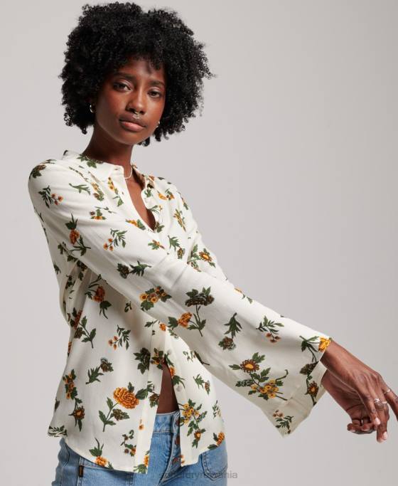 Superdry cămașă studios seventies îmbrăcăminte alb femei JX0Z2988