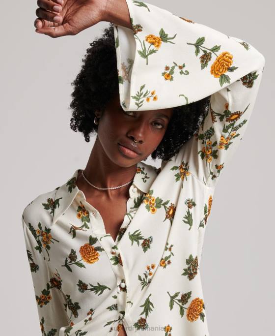 Superdry cămașă studios seventies îmbrăcăminte alb femei JX0Z2988