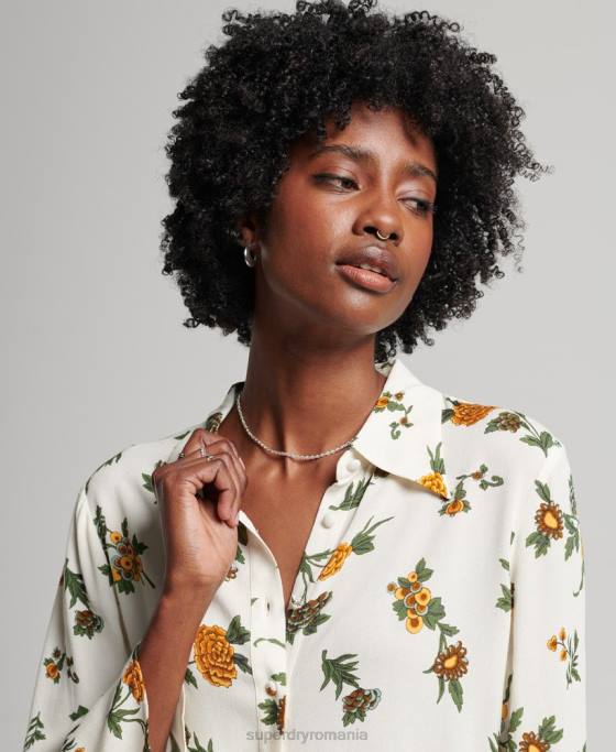 Superdry cămașă studios seventies îmbrăcăminte alb femei JX0Z2988