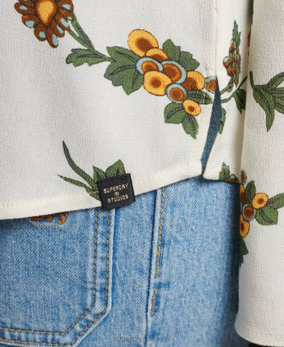 Superdry cămașă studios seventies îmbrăcăminte alb femei JX0Z2988
