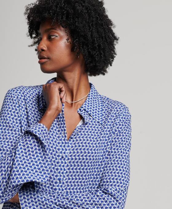 Superdry cămașă studios seventies îmbrăcăminte marina femei JX0Z2935