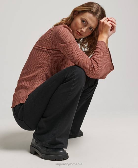 Superdry cămașă studios seventies îmbrăcăminte maro femei JX0Z2906