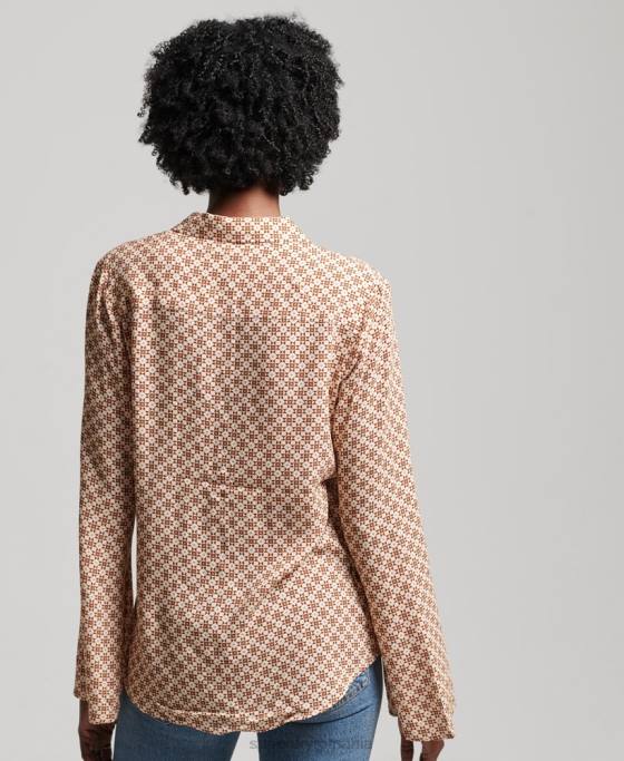 Superdry cămașă studios seventies îmbrăcăminte maro femei JX0Z3019