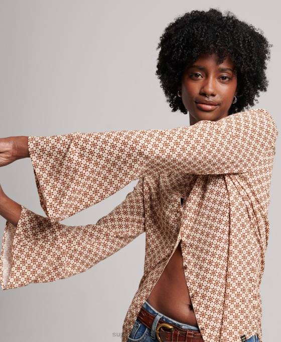 Superdry cămașă studios seventies îmbrăcăminte maro femei JX0Z3019