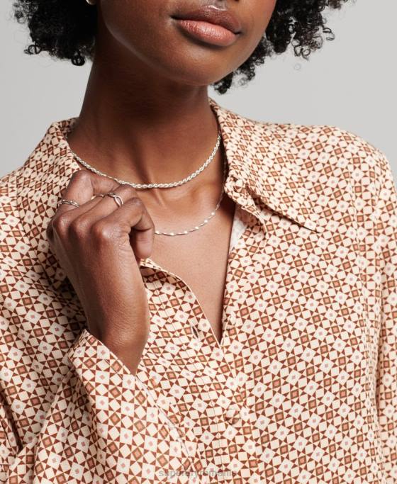 Superdry cămașă studios seventies îmbrăcăminte maro femei JX0Z3019