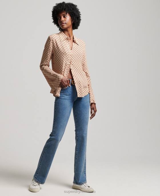 Superdry cămașă studios seventies îmbrăcăminte maro femei JX0Z3019