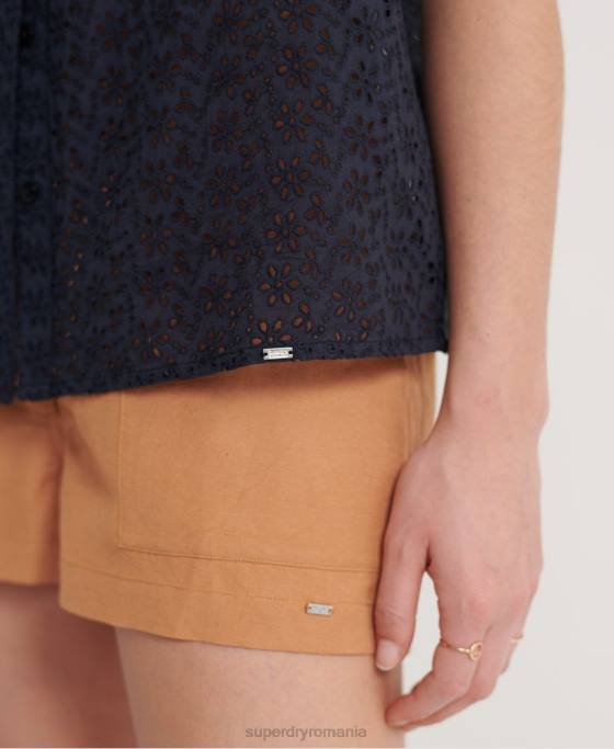 Superdry cămașă tilly broderie îmbrăcăminte marina femei JX0Z3074