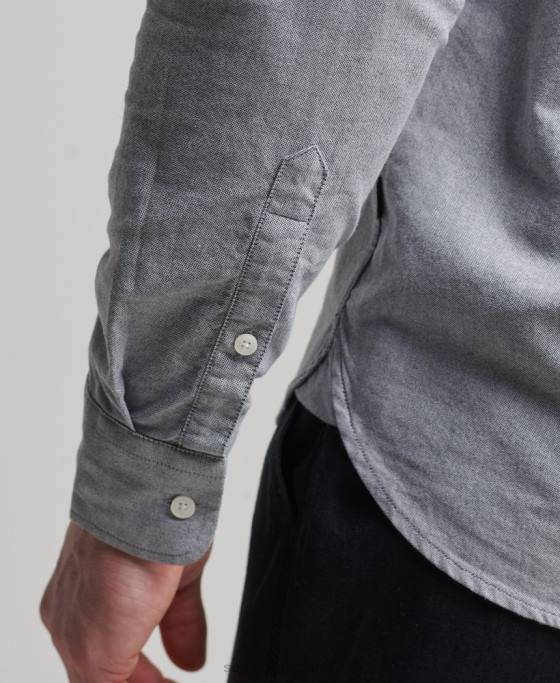 Superdry cămașă uni oxford din bumbac organic îmbrăcăminte gri bărbați JX0Z217
