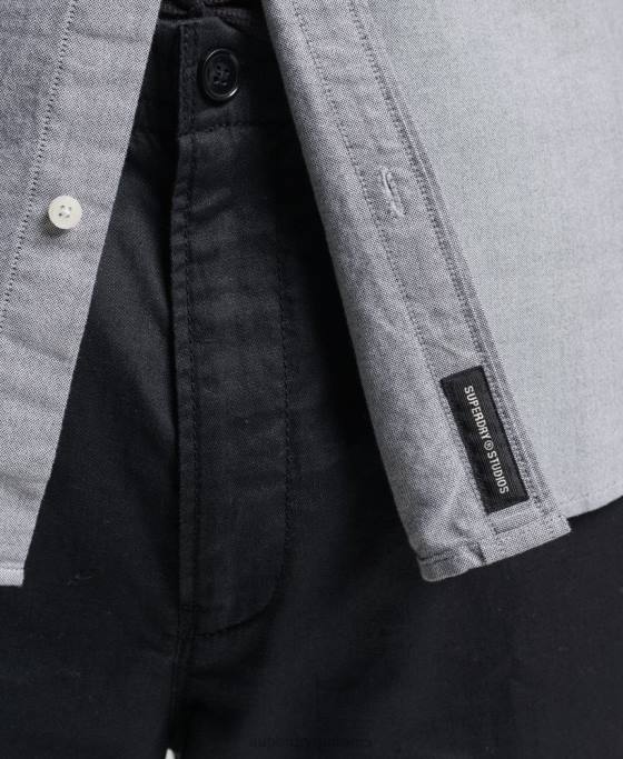 Superdry cămașă uni oxford din bumbac organic îmbrăcăminte gri bărbați JX0Z217