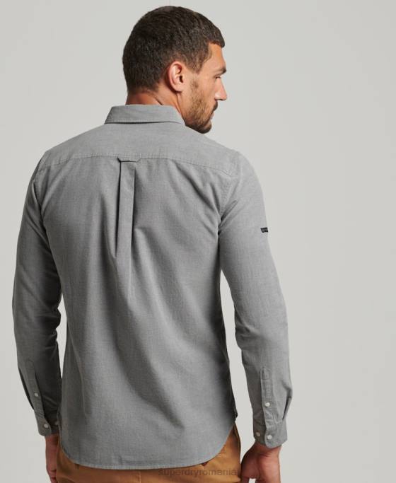 Superdry cămașă uni oxford din bumbac organic îmbrăcăminte gri bărbați JX0Z6504