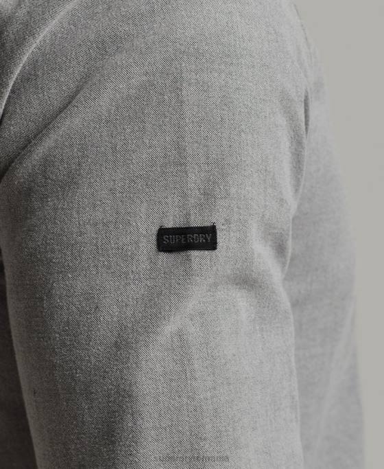 Superdry cămașă uni oxford din bumbac organic îmbrăcăminte gri bărbați JX0Z6504