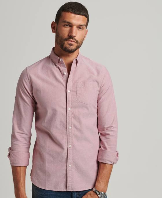 Superdry cămașă uni oxford din bumbac organic îmbrăcăminte roșu bărbați JX0Z207