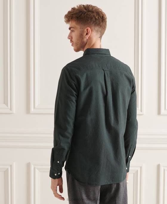 Superdry cămașă uni oxford din bumbac organic îmbrăcăminte verde bărbați JX0Z226