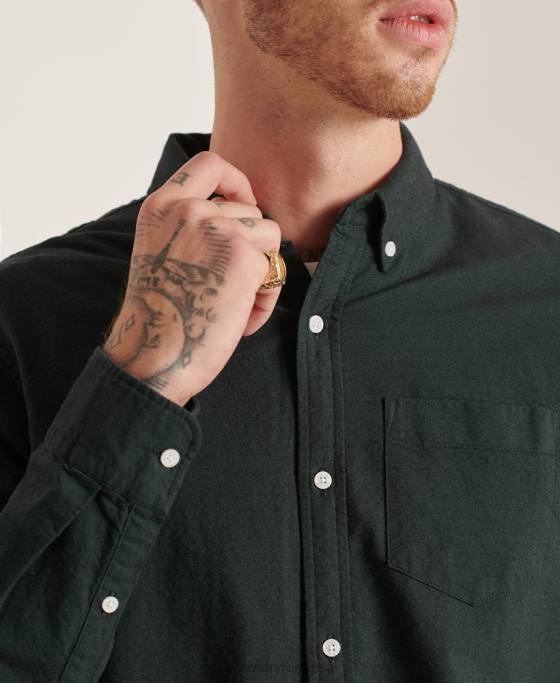 Superdry cămașă uni oxford din bumbac organic îmbrăcăminte verde bărbați JX0Z226