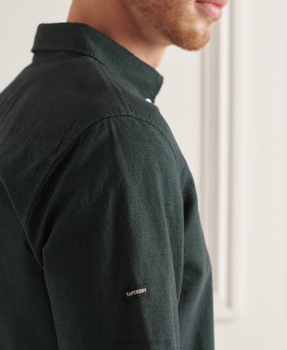 Superdry cămașă uni oxford din bumbac organic îmbrăcăminte verde bărbați JX0Z226