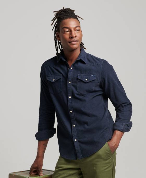 Superdry cămașă vestică din snur vintage îmbrăcăminte marina bărbați JX0Z128